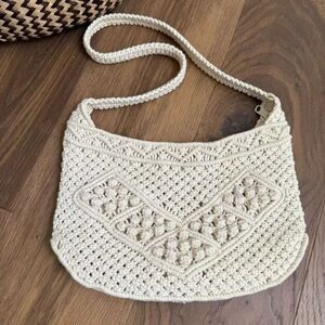 Vintage 70s Macrame Shoulder Sling Bag Boho